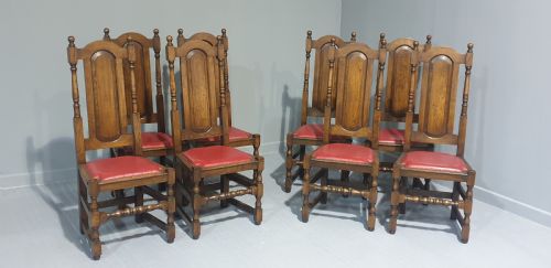 Excellent Set Eight Oak Dining Chairs