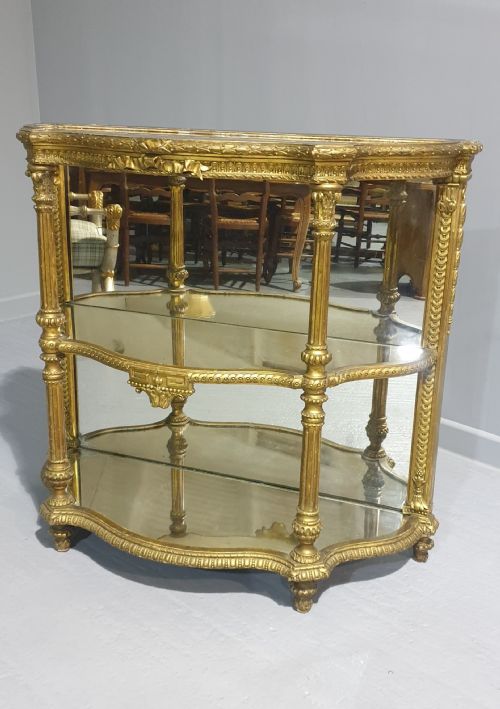 Outstanding Gilt and Mirrored Whatnot Buffet Stand
