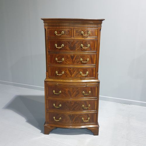 Mahogany Chest on Chest of Seven Drawers