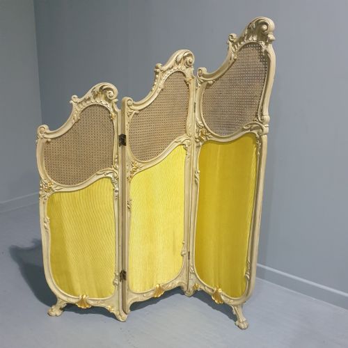 French Painted Three Fold Screen