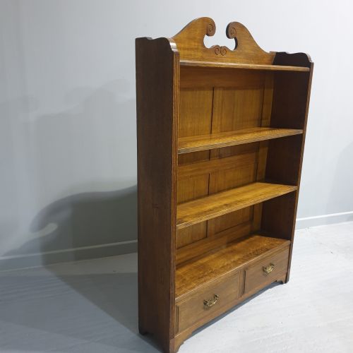VICTORIAN OAK OPEN ADJUSTABLE BOOKCASE - ADDITIONAL PHOTO 2
