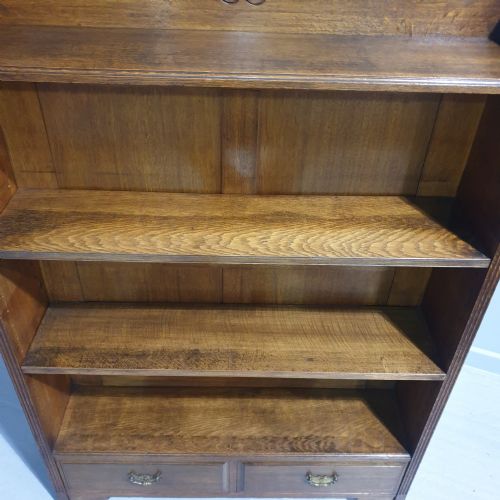 VICTORIAN OAK OPEN ADJUSTABLE BOOKCASE - ADDITIONAL PHOTO 3