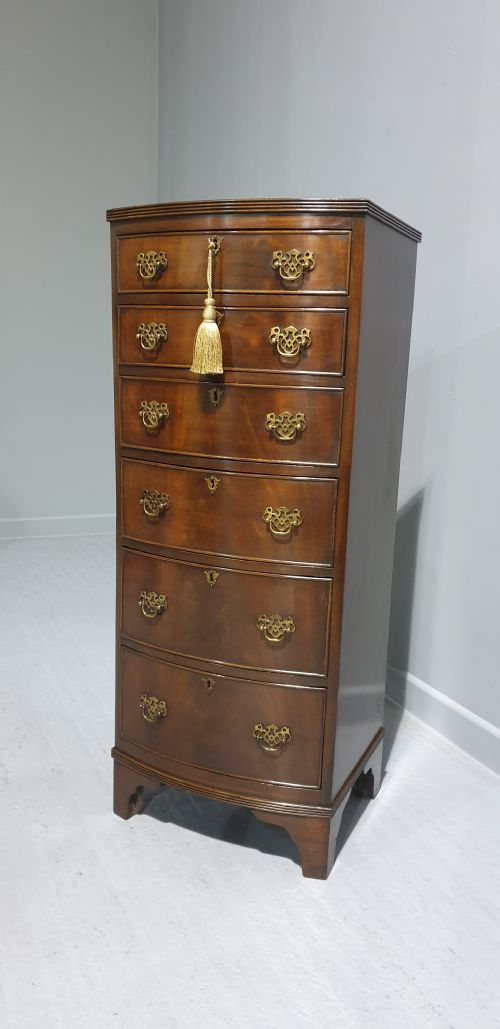 Tall Mahogany Bowed Chest of Drawers