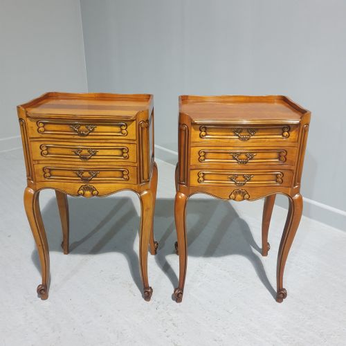 PAIR FRENCH MAHOGANY BEDSIDE LAMP TABLES - ADDITIONAL PHOTO 1