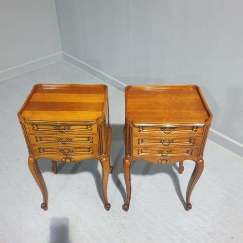 PAIR FRENCH MAHOGANY BEDSIDE LAMP TABLES - ADDITIONAL PHOTO 2