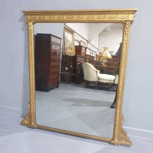 English Victorian Gilt Overmantle Mirror