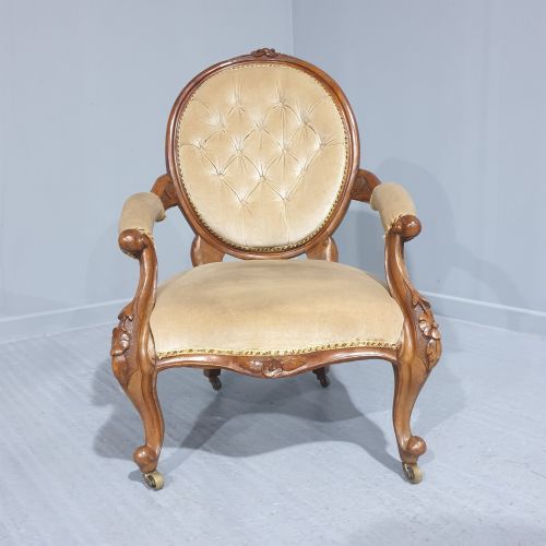 fig 1. Victorian Show Frame Walnut Armchair