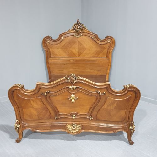 French Walnut and Parcel Gilt Bed