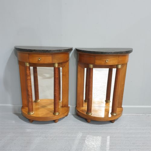 Quality Pair of French  Empire Walnut Bedside Lamp Tables