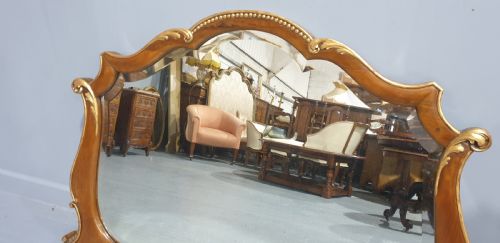 WALNUT AND PARCEL GILT OVERMANTLE MIRROR - ADDITIONAL PHOTO 2