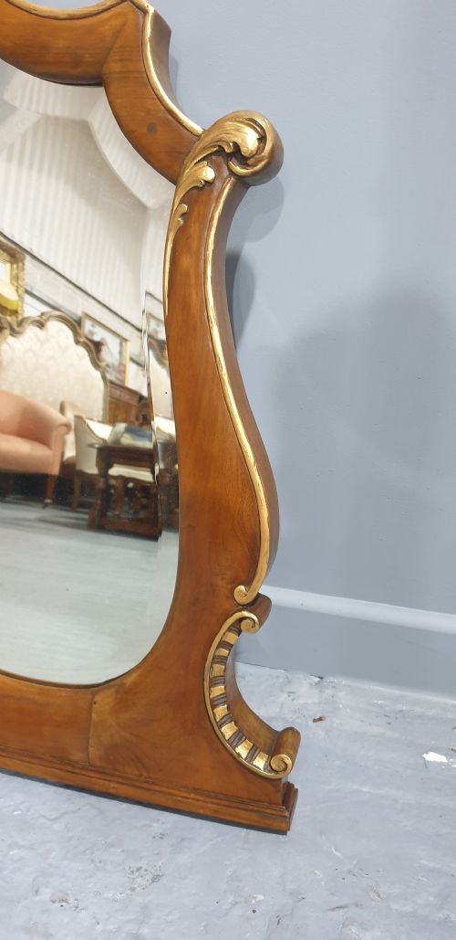 WALNUT AND PARCEL GILT OVERMANTLE MIRROR - ADDITIONAL PHOTO 5
