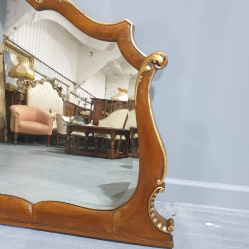 WALNUT AND PARCEL GILT OVERMANTLE MIRROR - ADDITIONAL PHOTO 1