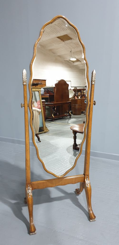 fig 1. Superb Walnut Cheval Mirror