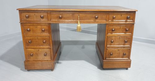 fig 1. Victorian Oak Pedestal Desk