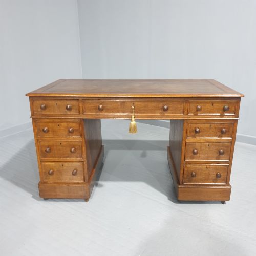 Victorian Oak Pedestal Desk