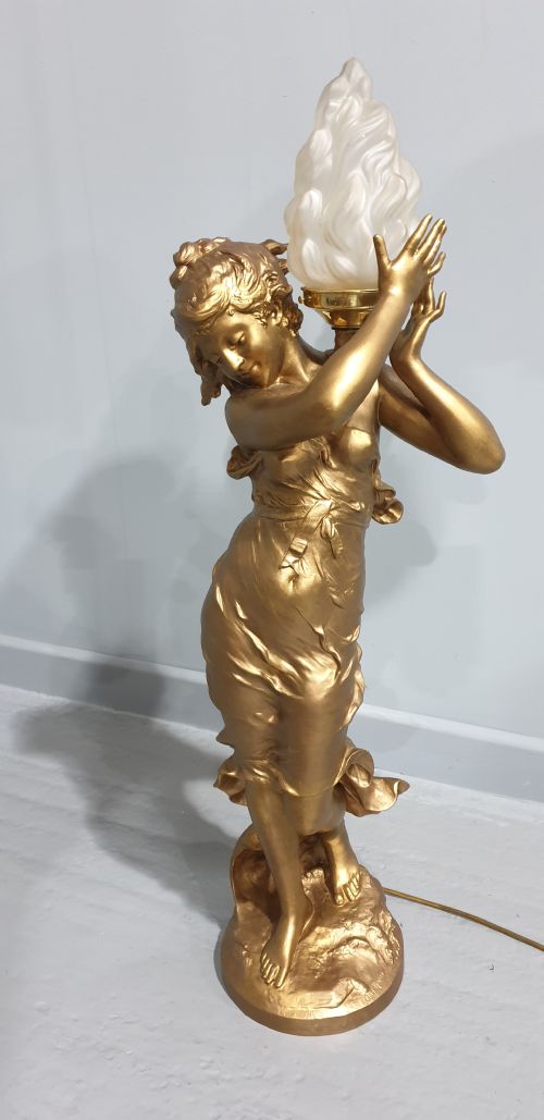 SUPERB BRONZED ART NOVEAU LAMP - ADDITIONAL PHOTO 1