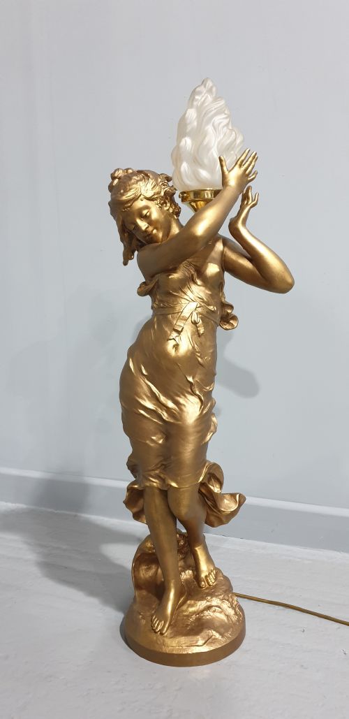 SUPERB BRONZED ART NOVEAU LAMP - ADDITIONAL PHOTO 2