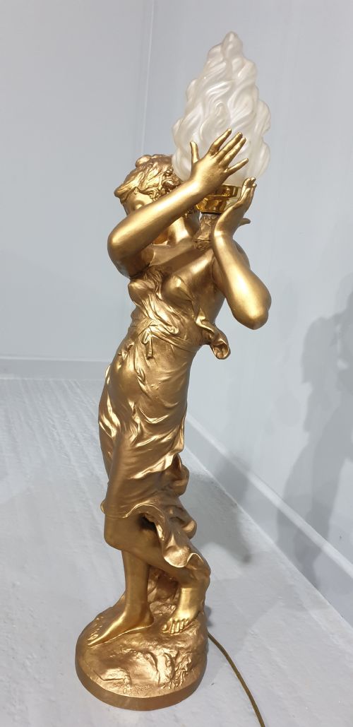 SUPERB BRONZED ART NOVEAU LAMP - ADDITIONAL PHOTO 4
