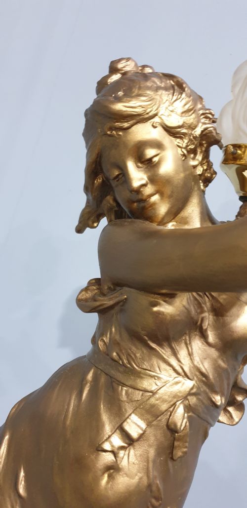 SUPERB BRONZED ART NOVEAU LAMP - ADDITIONAL PHOTO 5