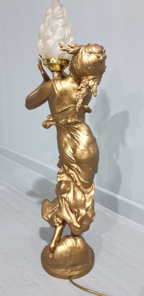 SUPERB BRONZED ART NOVEAU LAMP - ADDITIONAL PHOTO 6