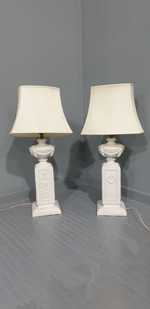 fig 1. Large Pair Porcelain Table Lamps