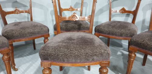 SET SIX ENGLISH WALNUT DINING CHAIRS - ADDITIONAL PHOTO 3