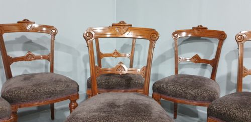 SET SIX ENGLISH WALNUT DINING CHAIRS - ADDITIONAL PHOTO 5