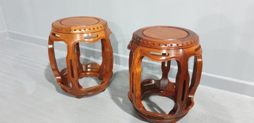 PAIR ORIENTAL TEAK SEATS - ADDITIONAL PHOTO 3