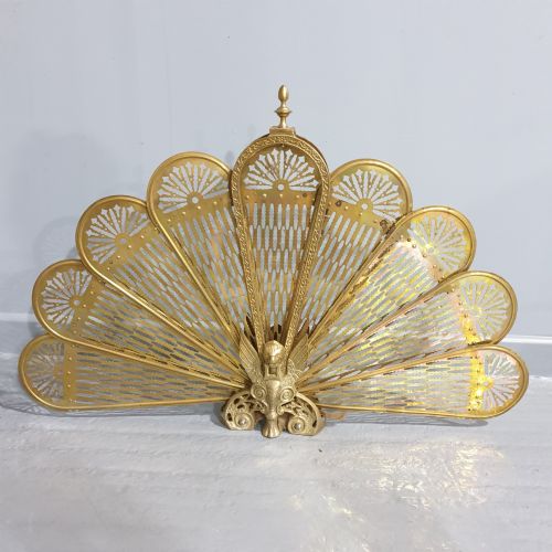 Brass Peacock Fire Screen