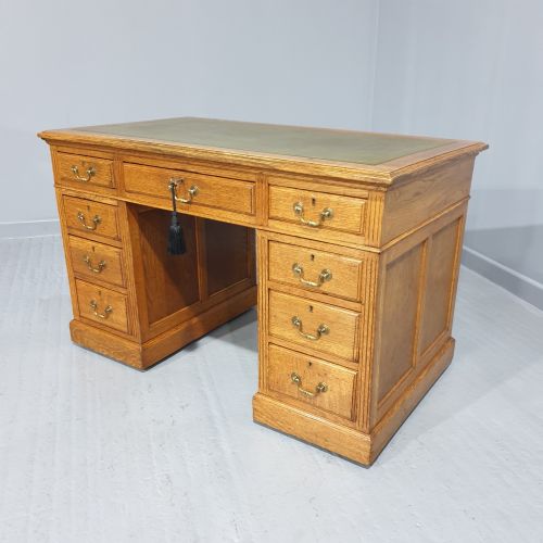 fig 1. Solid Oak Victorian Pedestal Desk