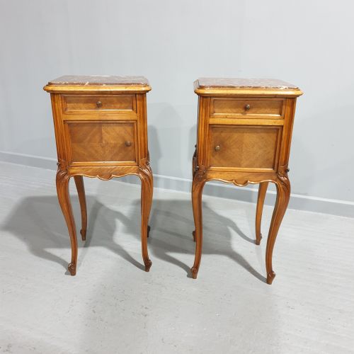 Lovely Pair French Walnut Bedside Cabinets