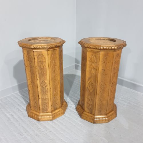 Rare Pair Pine Pedestals
