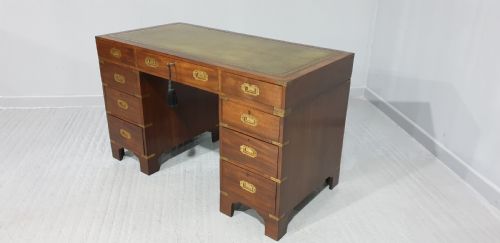 fig 1. Mahogany Campaign Pedestal Desk