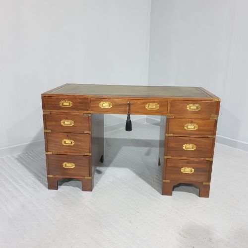 Mahogany Campaign Pedestal Desk