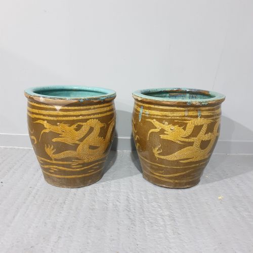 Large Pair Ironstone Planters