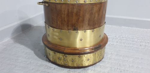 MAHOGANY AND BRASS BOUND LOG BIN - ADDITIONAL PHOTO 2