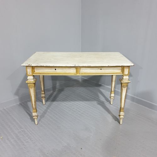 French Painted Two Drawer Side Table