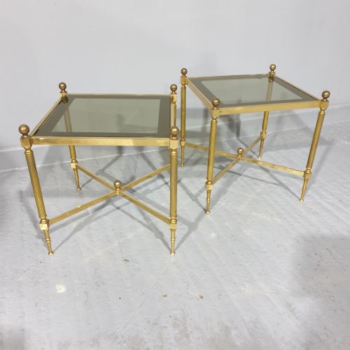 Pair French Brass Side Tables