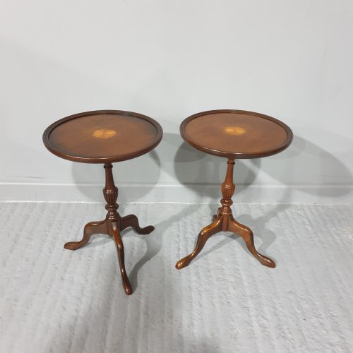 Pair Mahogany Inlaid Wine Tables