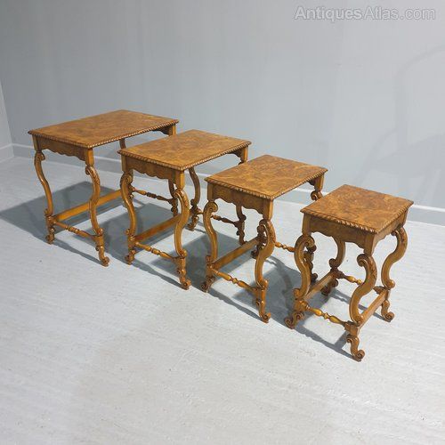 fig 1. Superb Nest of Four Burr Walnut Tables