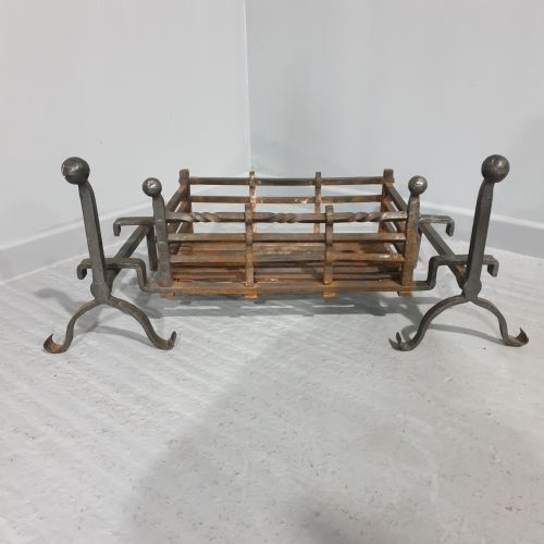 Cast Iron Basket and Fire Dogs