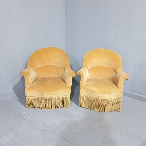 Near Pair French Tub Chairs