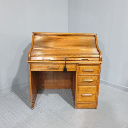 fig 1. Golden Oak Roll Top Bureau