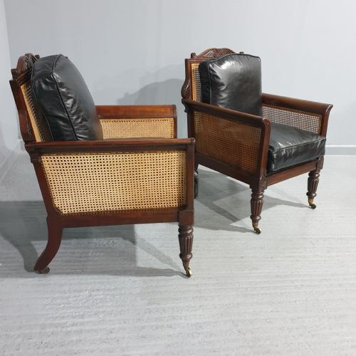 fig 1. Pair Regency Bergere Library Chairs Attributed to 'Gillows'