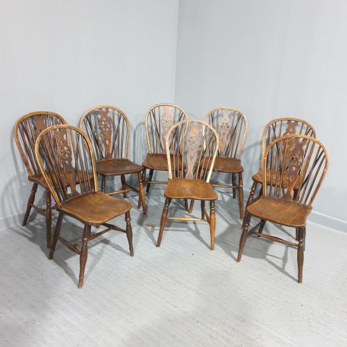 Harlequin Set Eight Ash and Elm Kitchen Dining Chairs