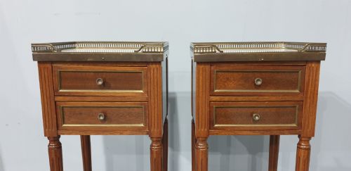 fig 1. Pair French Empire Mahogany Bedside Lamp Chests of Drawers