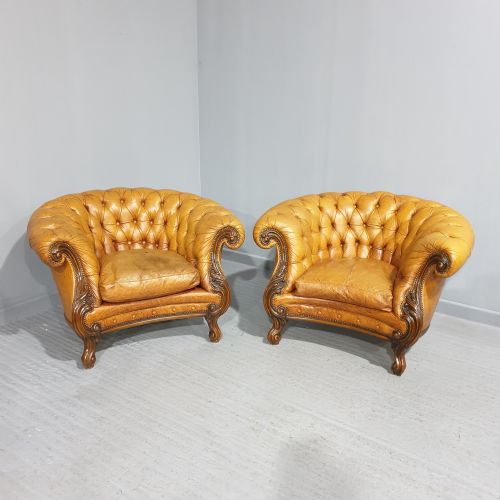 Outstanding Pair Leather Armchairs