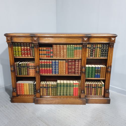 Outstanding Oak Breakfront Open Adjustable Bookcase