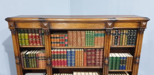 fig 1. Outstanding Oak Breakfront Open Adjustable Bookcase