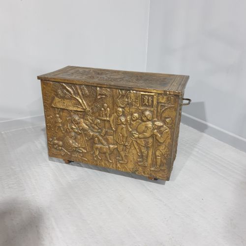 Large Brass Log Bin